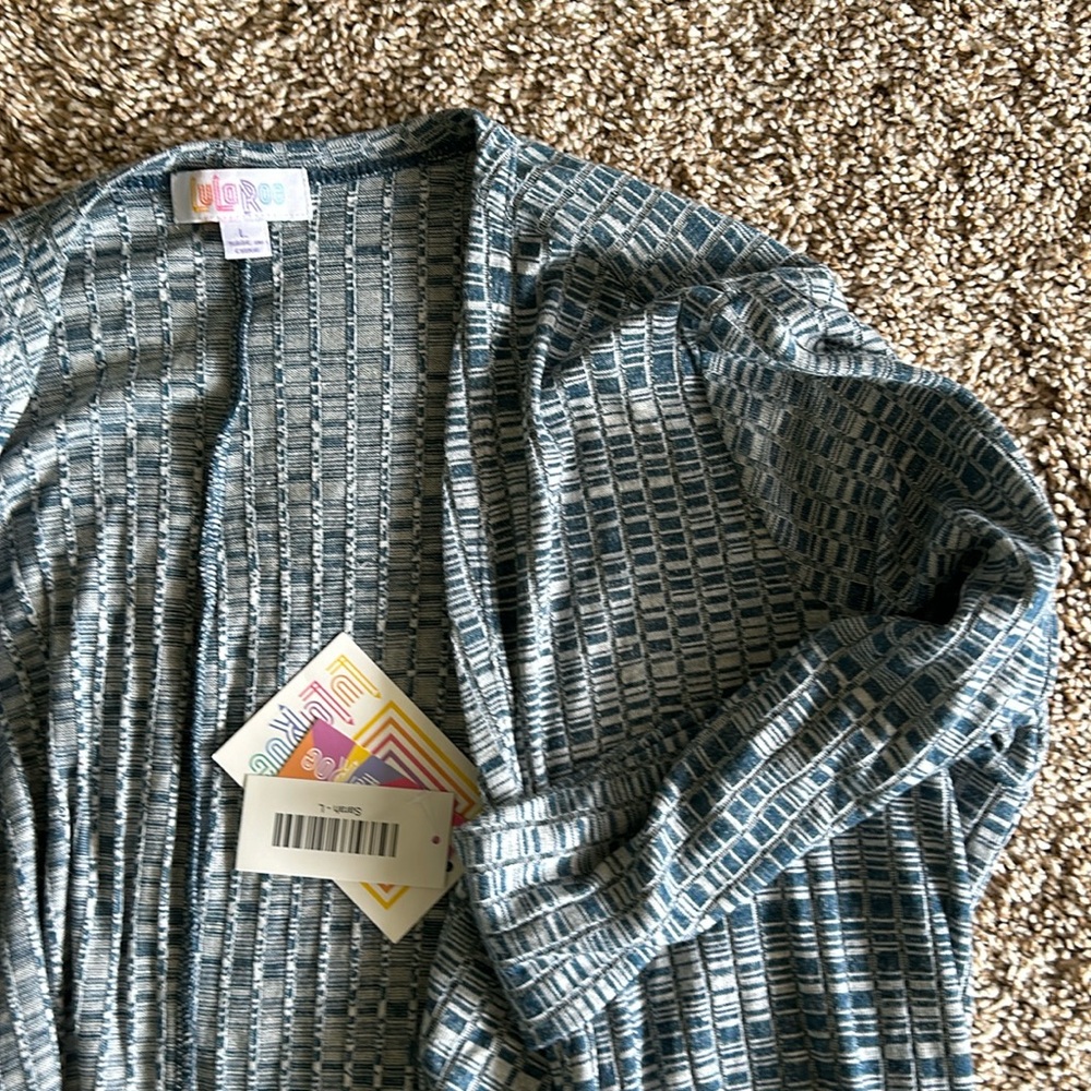 LuLaRoe Sarah long cardigan with pockets, size large